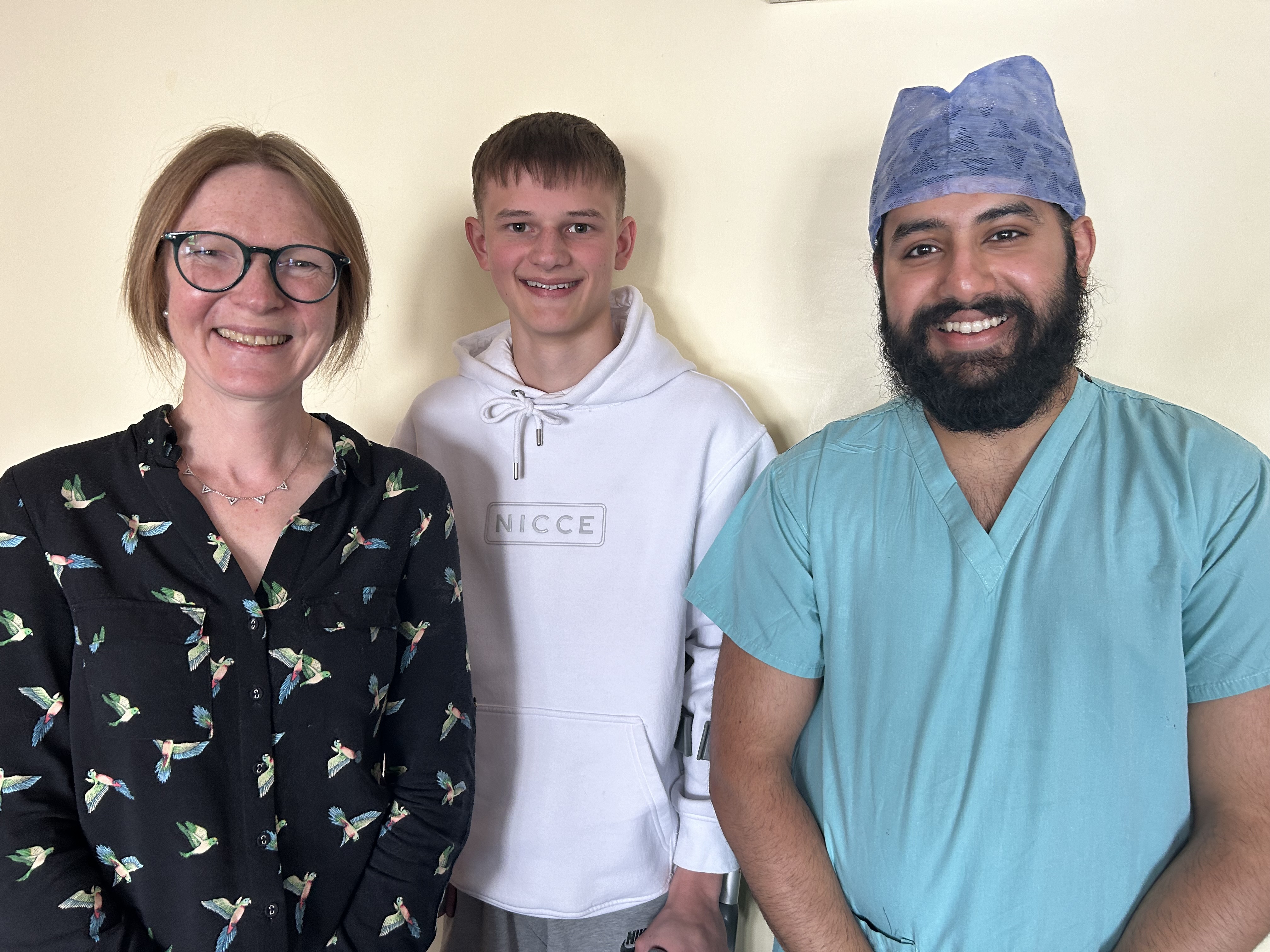 Kay Davies, Finlay Thomson and Prab Singh at Royal Aberdeen Children’s Hospital.
